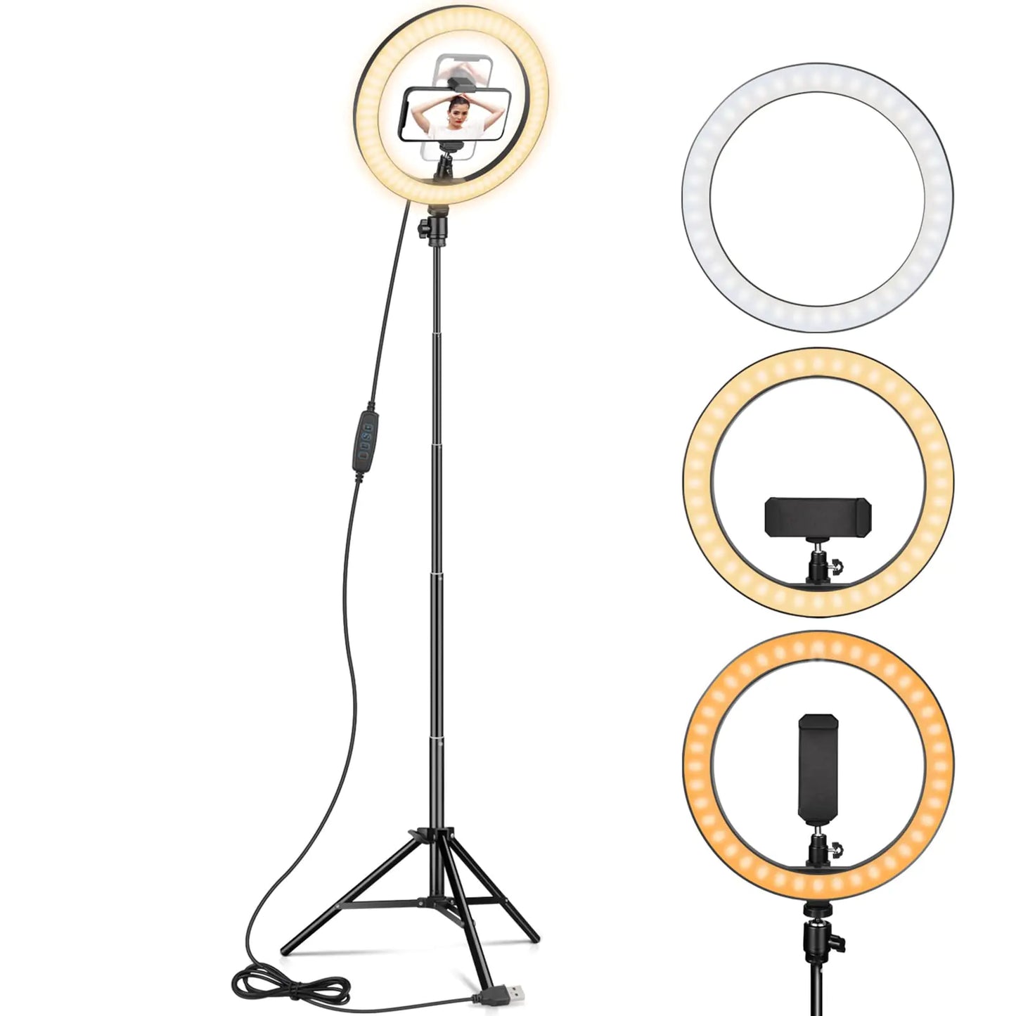 10" LED Ring Light with 67" Tripod Stand & Phone Holder