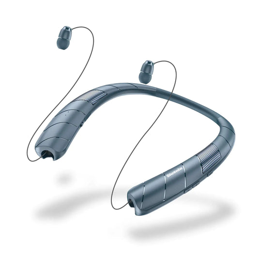 Neckband Bluetooth Speaker with Retractable Earbuds - 2-in-1