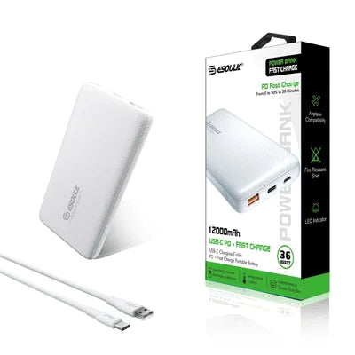 36W 12000mAh PD &  Fast Charger Power Bank